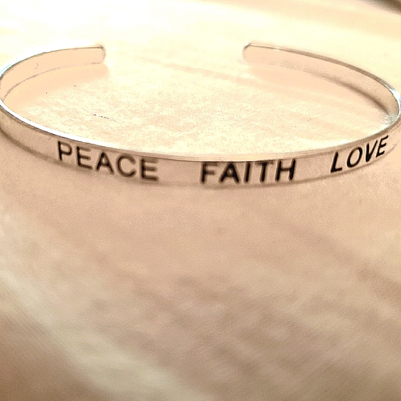 Jewelry - Sterling silver Peace Faith Love Inspo cuff bracel